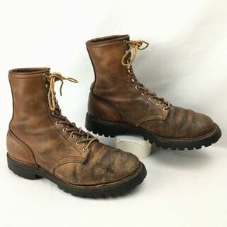 レッドウィング(REDWING)の試着交換OK！60s-70s?ビンテージ/Vintage 　初期 白四角犬タグ　REDWING　レッドウィング　ワークブーツ　size9.5　27.5程度〈ブラウン/茶/BROWN〉　boots　管No.WN55 #BUZZBERG(ブーツ)