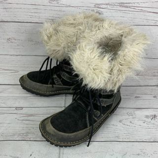 ソレル(SOREL)のカナダ名門★SOREL/ソレル★シンサレート中綿/スノーブーツ【23.5/黒】レディース/レザー×スエード/ファーブーツ◆WB6-05 #BUZZBERG(ブーツ)