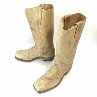 フライ(FRYE)の70s-80s?/Made in USA★FRYE/フライ【8.5D/25.5-26.5/ベージュ/beige】本革/ウエスタン/ペコスブーツ/ロング/Shoes/ビンテージ/Vintage◆pWB89-5 #BUZZBERG(ブーツ)