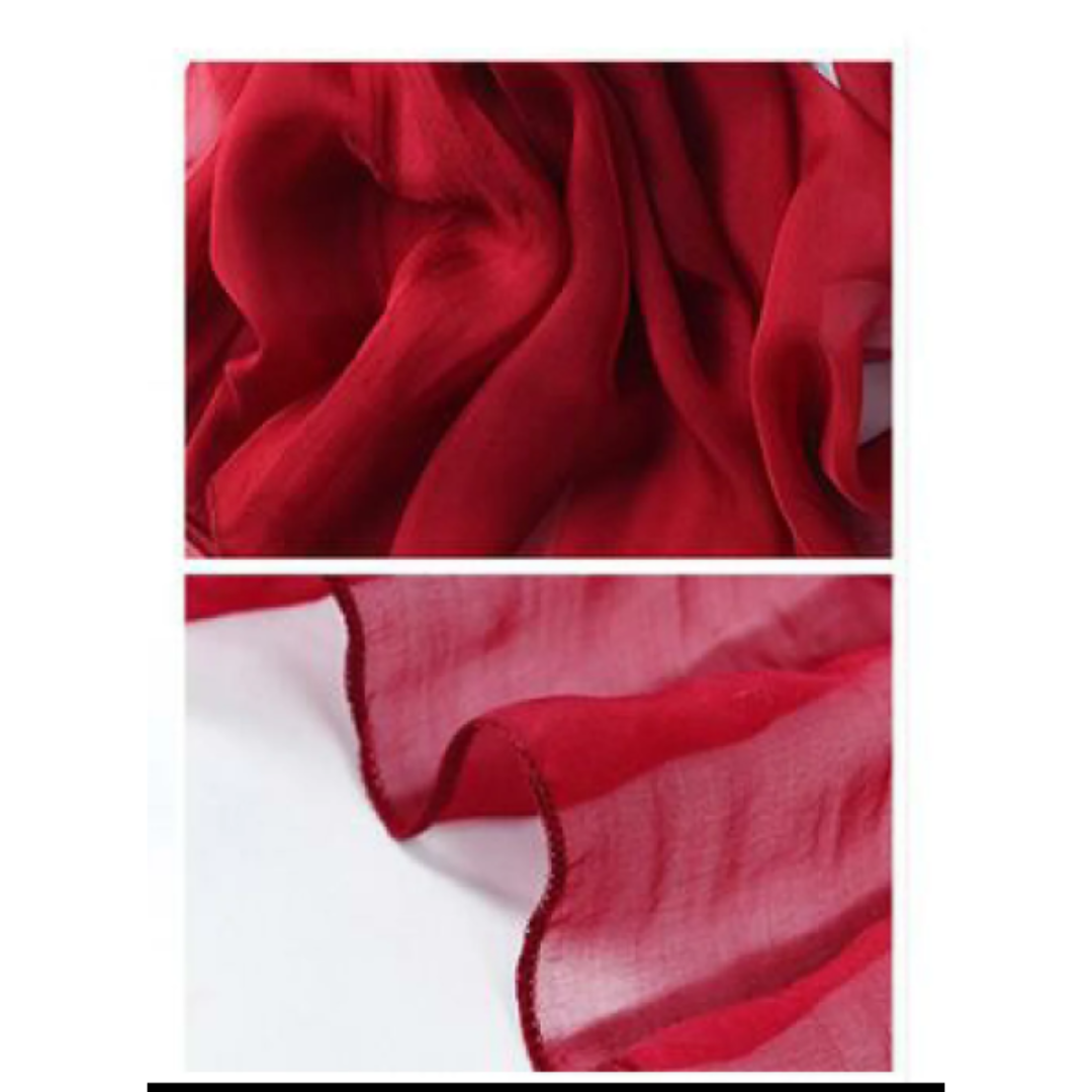新品 シルク 100% ストール ショール レディース 大判 赤 レディースのファッション小物(ストール/パシュミナ)の商品写真