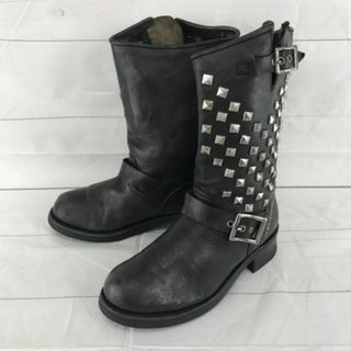 ハーレーダビッドソン(Harley Davidson)のハーレーダビッドソン★本革エンジニアブーツ【22.0/黒】スタッズ装飾/サイズ調整ベルト/ミドル丈◆H-12 #BUZZBERG(ブーツ)