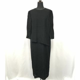 Made in Japan★NINA RICCI/ニナリッチ【size -11AR/黒】シルク混/七分袖シースルー/冠婚葬祭/ブラックフォーマル/ワンピース◆BH256 #BUZZBERG(ひざ丈ワンピース)