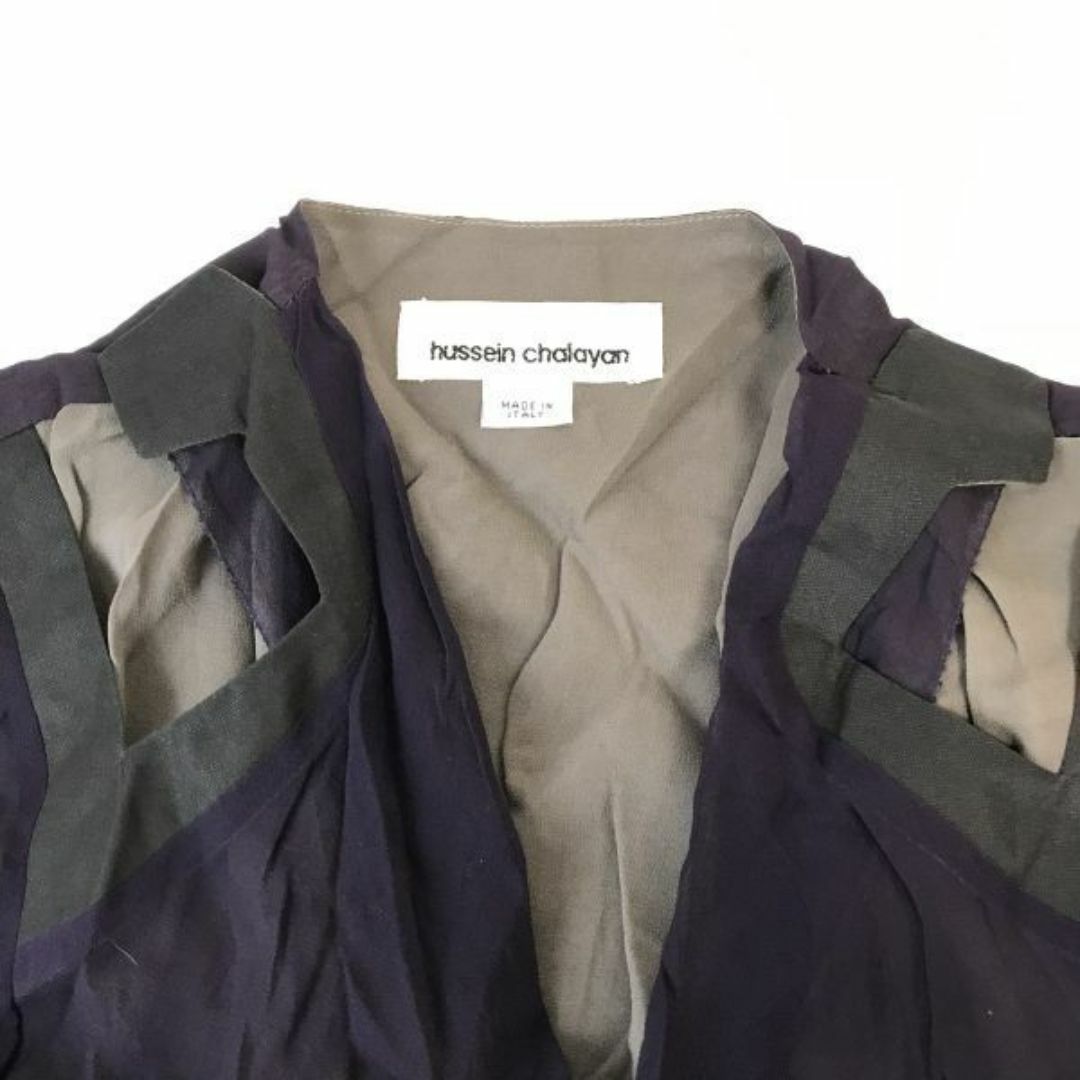 Italy製★hussein chalayan★絹/シルク100%/シースルー/長袖カットソー【women’s -40/紫/purple】SHIRTS/sweater/cardigan/Tops◆BH242 #BUZZBERG レディースのトップス(Tシャツ(半袖/袖なし))の商品写真