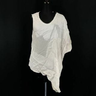 USA製★HELMUT LANG/ヘルムートラング★シルク51% アシメトリ/カットソー/Tシャツ【レディースS/グレー×ホワイト】トップス◆BG704 #BUZZBERG(Tシャツ(半袖/袖なし))