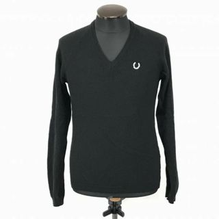 イタリア製★ラフシモンズ×フレッドペリー★ウール長袖セーター【メンズXS/黒】RAF SIMONS/FRED PERRY/サンフレール社タグ◆BF969 #BUZZBERG(ニット/セーター)