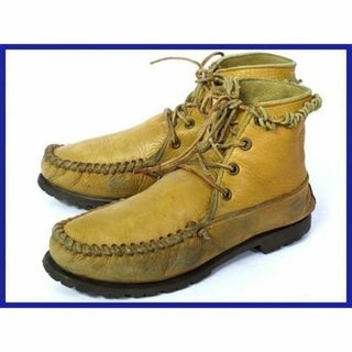 1970s前後ビンテージ/USA フリンジ モカシン ブーツ 【サイズ7】イエローブラウン Vibram Depose Montagna Bloc/希少ビブラムソール◆4X30 #BUZZBERG(ブーツ)