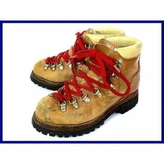 60s-70s頃?USA製ビンテージ★Vibram Depose Montagna Bloc/3段表記ビブラムソール★重登山トレッキングシューズ【5.5D/22.5-23.5/茶◆3@J04 #BUZZBERG(ブーツ)