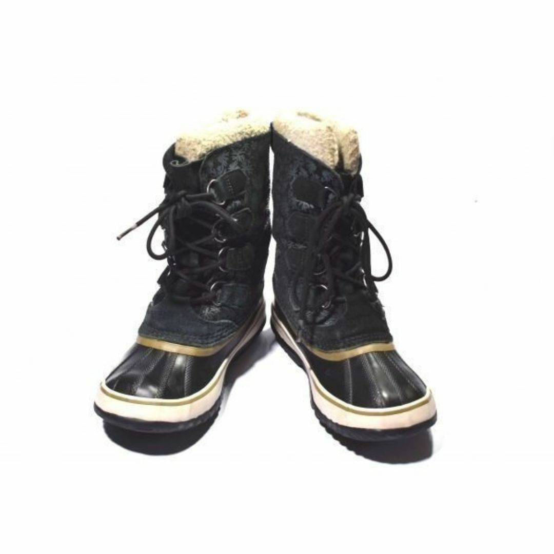 SOREL(ソレル)のカナダ名門★SOREL/ソレル★雪結晶柄/インナー付/本革スノーブーツ24.0黒◆-o82 #BUZZBERG メンズの靴/シューズ(ブーツ)の商品写真