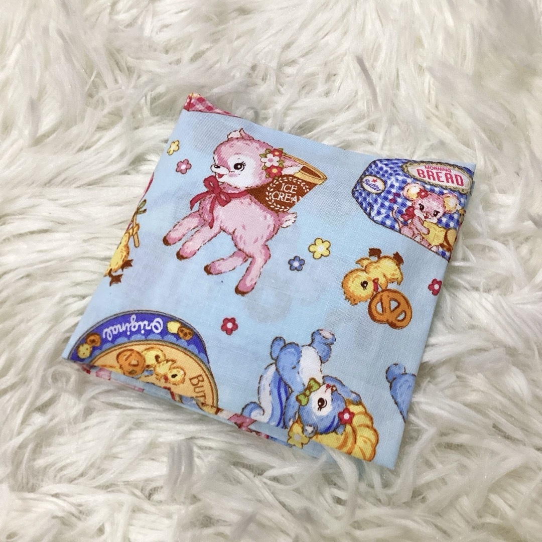 サニタリーケース レトロアニマル 猫 くま バンビ キャンディ 水色 S4102 ハンドメイドのファッション小物(その他)の商品写真