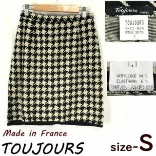 フランス製★トゥジュー/TOUJOURS★秋冬/ミニ丈/台形スカート【サイズS/黒系/千鳥格子柄/black】Skirts◆cBH636-k #BUZZBERG(ミニスカート)