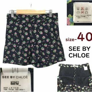 リシュモン正規代理店タグ★シーバイクロエ/SEE BY CHLOE★ショートパンツ【40/レディースL/紺/花柄】ホット/コットン/Pants◆cBH659 #BUZZBERG(ショートパンツ)