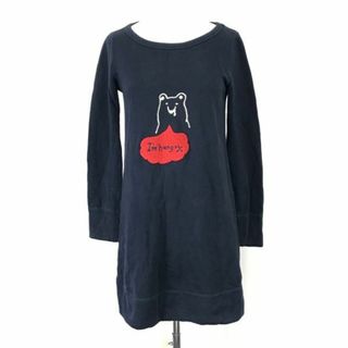 日本製★フランシュリッペ/franche lippee★ロング丈/長袖Tシャツ/ワンピース【レディースM/紺/navy/クマさん】dress/Tops/Shirts◆cBH655 #BUZZBERG(ロングワンピース/マキシワンピース)