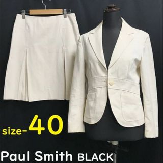 ポールスミス/Paul Smith BLACK★リネン混/ジャケット&プリーツスカート/初夏スーツ/上下セットアップ【40/M-L程度/白系】Set up◆cBH670 #BUZZBERG(スーツ)