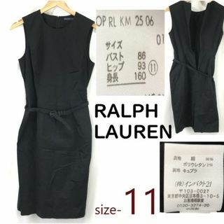 正規代理店タグ★ラルフローレン/RALPH LAUREN★ウエストベルト付き/春夏ノースリーブワンピース【11/黒】膝丈/フォーマル/dress◆cBH636-r #BUZZBERG(ひざ丈ワンピース)