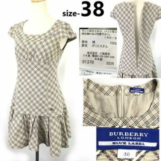 三陽商会/日本製★バーバリーブルーレーベル/BURBERRY BLUE LABEL★ミニ/半袖/ワンピース【38/size-M/ベージュ/ノバチェック】春夏◆cBH697 #BUZZBERG(ミニワンピース)