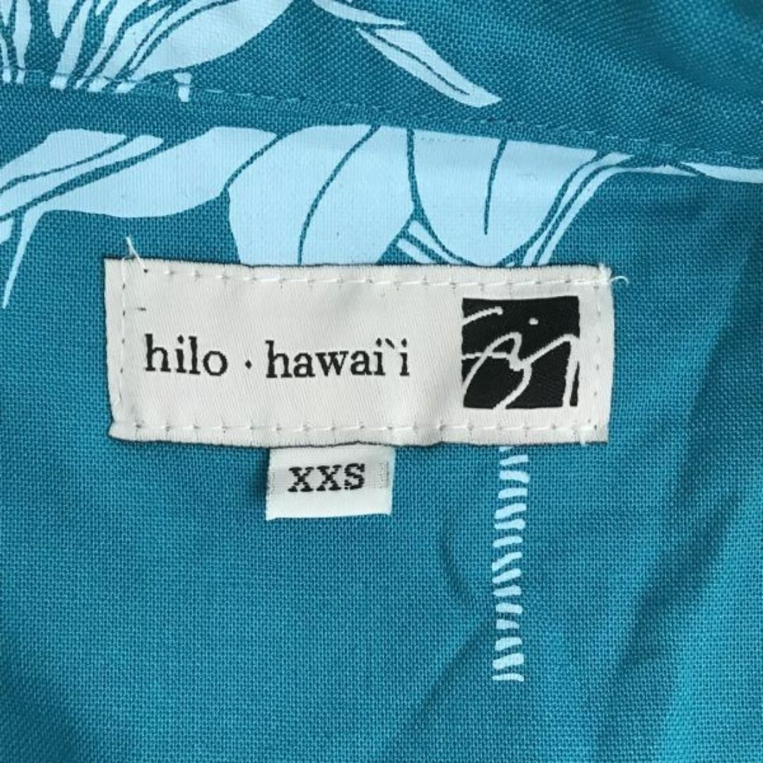 HILO HAWAI'I/ヒロ ハワイ★アロハ/ノースリーブ/ミニ丈/シャツワンピース【レディースXXS/ターコイズブルー/青/ハイビスカス柄】◆cBH659 #BUZZBERG レディースのワンピース(ミニワンピース)の商品写真