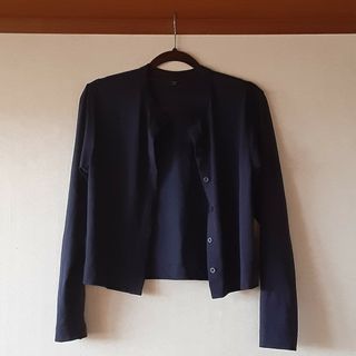 ユニクロ(UNIQLO)のUUNIQLwomen ネイビー　コットンカーディガン(カーディガン)