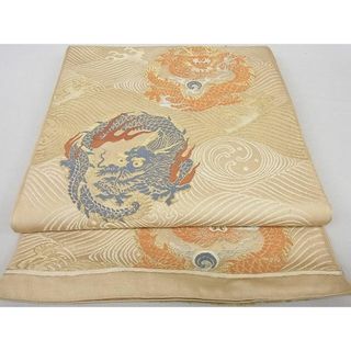 平和屋2■アンティーク　大正ロマン　太鼓柄　本袋帯　龍の丸　立波　金銀糸　逸品　DAAB7444ps(帯)