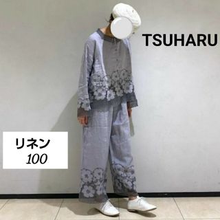 ツハルバイサマンサモスモス(TSUHARU by Samansa Mos2)のツハル  花柄メッシュ刺繍パンツ  ラベンダー(カジュアルパンツ)