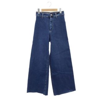 ザラ(ZARA)のザラ カットオフ ワイドデニムパンツ ジーンズ ジッパーフライ コットン混 34(デニム/ジーンズ)