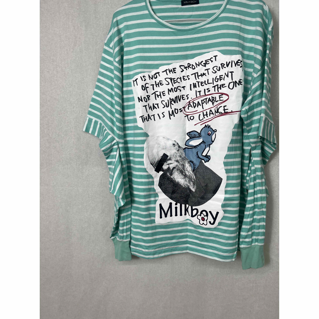 MILKBOY(ミルクボーイ)のK992 MILK BOY Tシャツ 肘カット プリント ロンT  ボーダー レディースのトップス(Tシャツ(長袖/七分))の商品写真