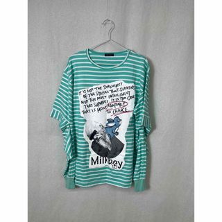 ミルクボーイ(MILKBOY)のK992 MILK BOY Tシャツ 肘カット プリント ロンT  ボーダー(Tシャツ(長袖/七分))