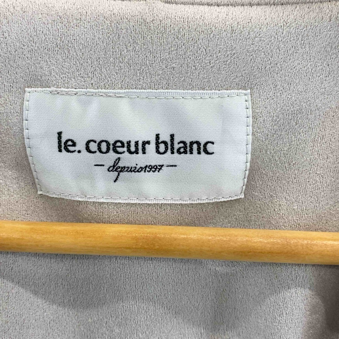 le coeur blanc ルクールブラン レディース ノーカラー ロングコート スエード調 ライトグレー レディースのジャケット/アウター(ロングコート)の商品写真