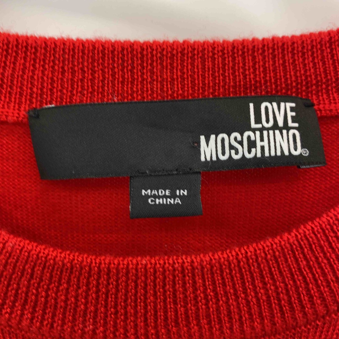 MOSCHINO(モスキーノ)のMOSCHINO モスキーノ レディース ニット/セーター  クルーネック 赤 ハート ラインストーン レディースのトップス(ニット/セーター)の商品写真