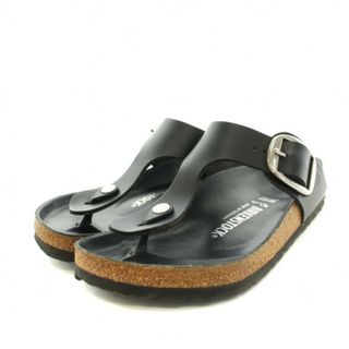 ビルケンシュトック(BIRKENSTOCK)のBIRKENSTOCK GIZEH トングサンダル 38 24.5cm 黒 茶(サンダル)