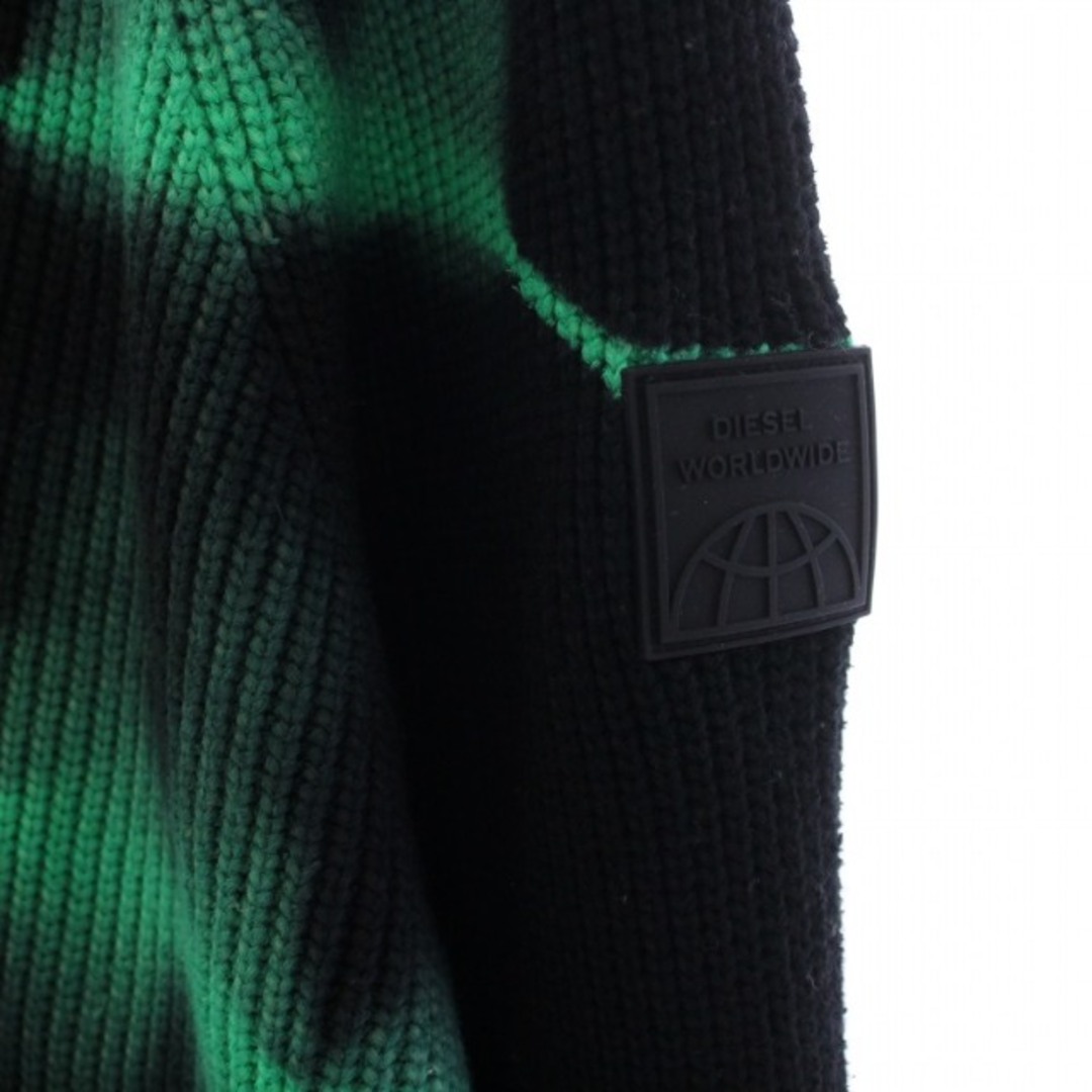 DIESEL(ディーゼル)のDIESEL ニット セーター 長袖 サイドジップ USED加工 XL 黒 緑 メンズのトップス(ニット/セーター)の商品写真