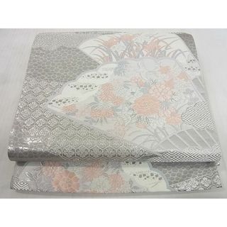 平和屋2◎六通柄袋帯　吉祥扇面花鳥文　プラチナ箔　逸品　DAAA1574du(帯)