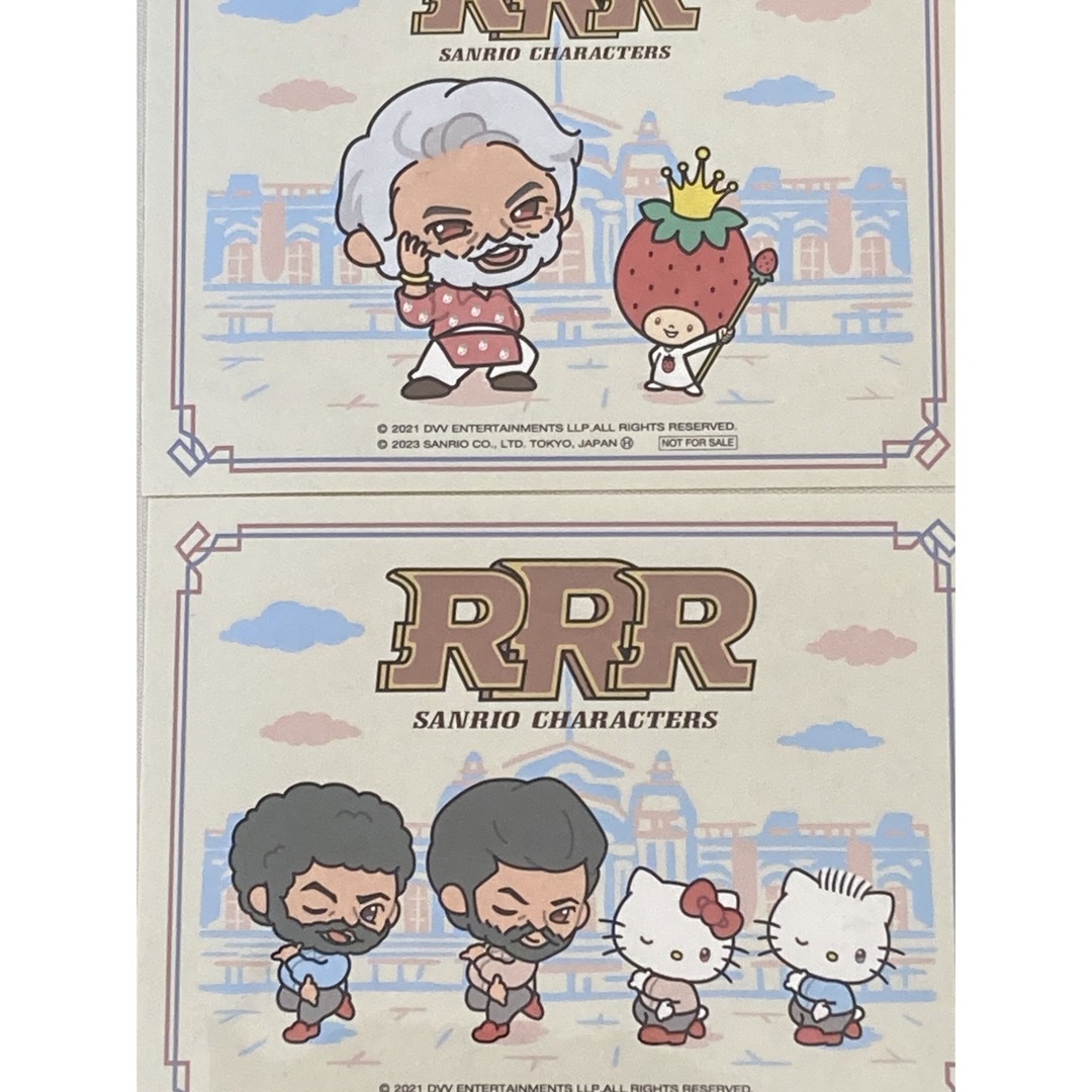 インド映画「RRR」×サンリオコラボ 特典ステッカー 2枚セット エンタメ/ホビーのおもちゃ/ぬいぐるみ(キャラクターグッズ)の商品写真
