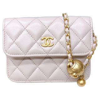 シャネル(CHANEL)の　シャネル CHANEL マトラッセ ボールチェーンクラッチ AP1628 ライトパープル キャビアスキン レディース カードケース(名刺入れ/定期入れ)