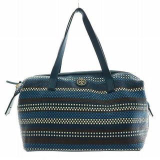 トリーバーチ(Tory Burch)のトリーバーチ ハンドバッグ ショルダーバッグ ボストンバッグ 編み込み 青(ハンドバッグ)