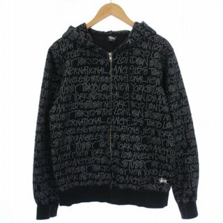 ステューシー(STUSSY)のSTUSSY パーカー ジャケット ジップアップ S 黒(パーカー)