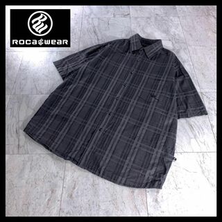 ロカウェア(Rocawear)のROCAWEAR ロカウェア チェックシャツ 半袖 黒 hiphop XL B系(シャツ)