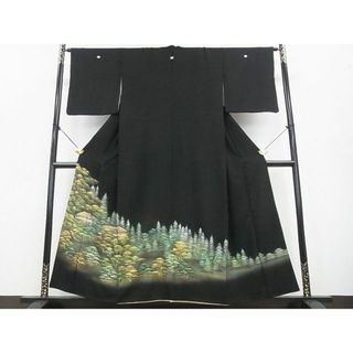 平和屋2■豪華黒留袖　樹林風景文　金彩　逸品　DAAA0548ea(着物)