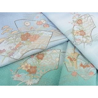 平和屋2■訪問着　総刺繍　地紙花文　暈し染め　金糸　逸品　DAAB7841ps(着物)