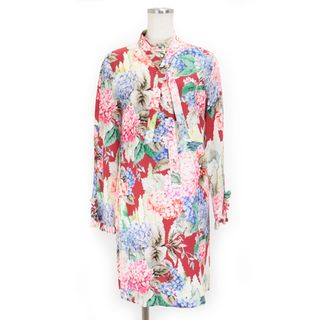 グッチ(Gucci)の【美品】グッチ 花柄 シルク ワンピース ミニ ドレス チュニック レディース サイズ 40 フローラル フラワー マルチカラー ピンク レッド 赤 イタリア製 GUCCI(その他)