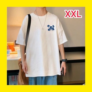 メンズ Tシャツ XXL 白 半袖 バックプリント カジュアル(Tシャツ/カットソー(半袖/袖なし))