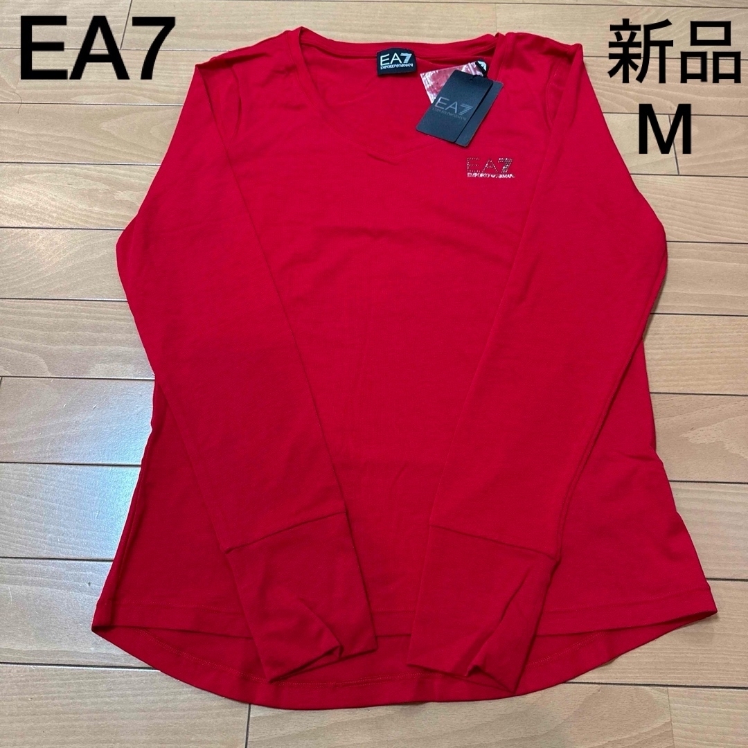 EMPORIO ARMANI EA7(エンポリオアルマーニイーエーセブン)の新品　エンポリオアルマーニEA7  レディースTシャツ　ラインストーンロゴ　M レディースのトップス(Tシャツ(長袖/七分))の商品写真