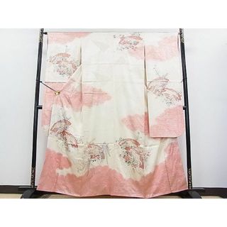 平和屋2■豪華振袖　駒刺繍　檜扇花文　暈し染め　金銀彩　鈴乃屋扱い　逸品　DAAA8801fe(振袖)