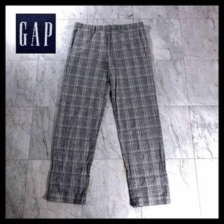 古着 OLD GAP リネン コットン スラックス グレー グレンチェック