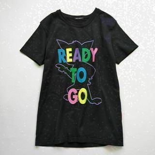 ミルクボーイ　半袖　カラフルプリント　Tシャツ　カットソー　黒　レディース