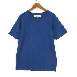 NOLLEY'S - ノーリーズ Nolley's Light Tシャツ 総柄 Vネック半袖 M 青