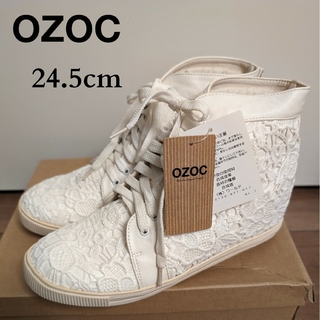 オゾック(OZOC)の【新品タグ付】OZOC 花柄レース ヒールスニーカー 24.5cm(スニーカー)