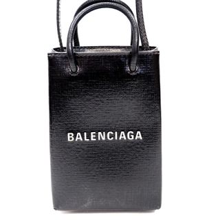 バレンシアガ(Balenciaga)のTh547741 バレンシアガ ショッピングフォンホルダー 593826 ブラック レザー ショルダーバッグ BALENCIAGA 中古(ショルダーバッグ)