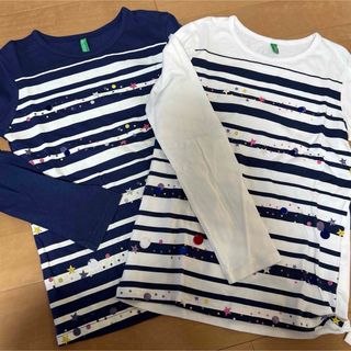 スパンコールスターボーダー柄130cmロンT２枚(Tシャツ/カットソー)