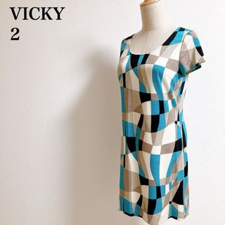 VICKY - VICKY ビッキー　半袖ミニワンピース　ホワイトブルー　日本製　2