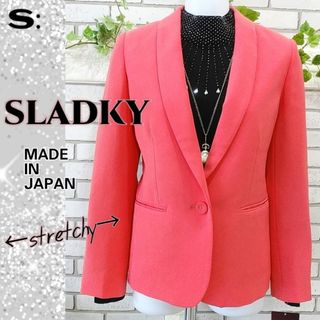 スラドキー(SLADKY)のS：新品★高級 ストレッチ ジャケット／スラドキー★タグ付き★ピンク(テーラードジャケット)